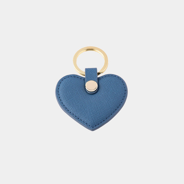 Saffiano Leather Heart Shaped Blue Key Holder