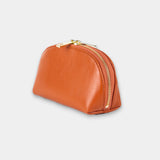 Brown Pebble Leather Mini Travel Pouch