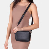 Black Pebble Grain Cross Body Bag