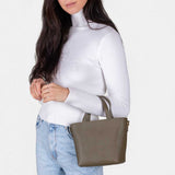 Small Leather Tote - Khaki