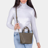 Small Leather Tote - Khaki