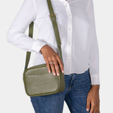 Olive Green Pebble Grain Cross Body Bag