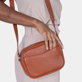 Brown Pebble Grain Cross Body Bag