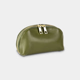 Olive Green Pebble Leather Mini Travel Pouch