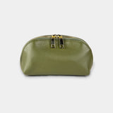 Olive Green Pebble Leather Mini Travel Pouch