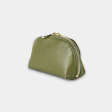 Olive Green Pebble Leather Mini Travel Pouch