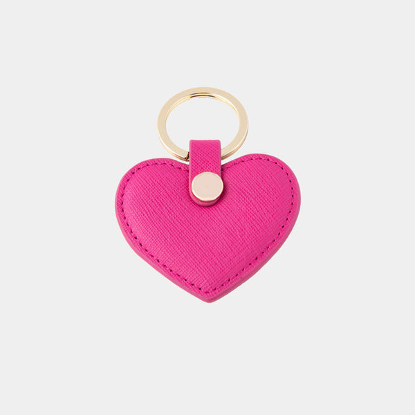 Saffiano Leather Heart Shaped Pink Key Holder