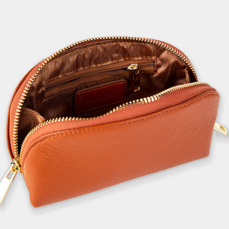 Brown Pebble Leather Mini Travel Pouch