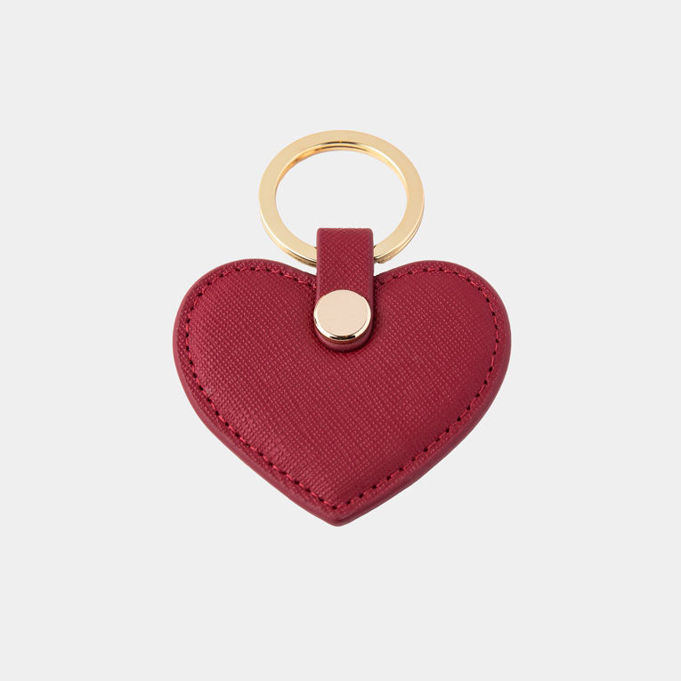 Saffiano Leather Heart Shaped Burgundy Key Holder