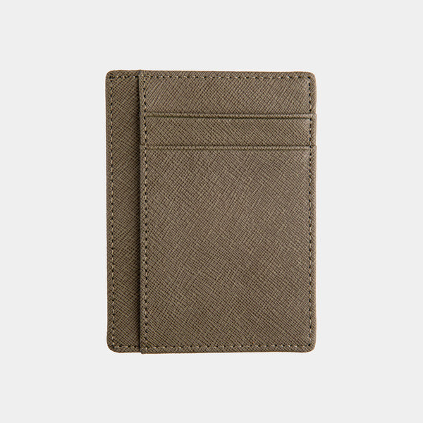 Khaki Saffiano Leather Card Holder