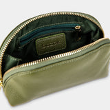 Olive Green Pebble Leather Mini Travel Pouch