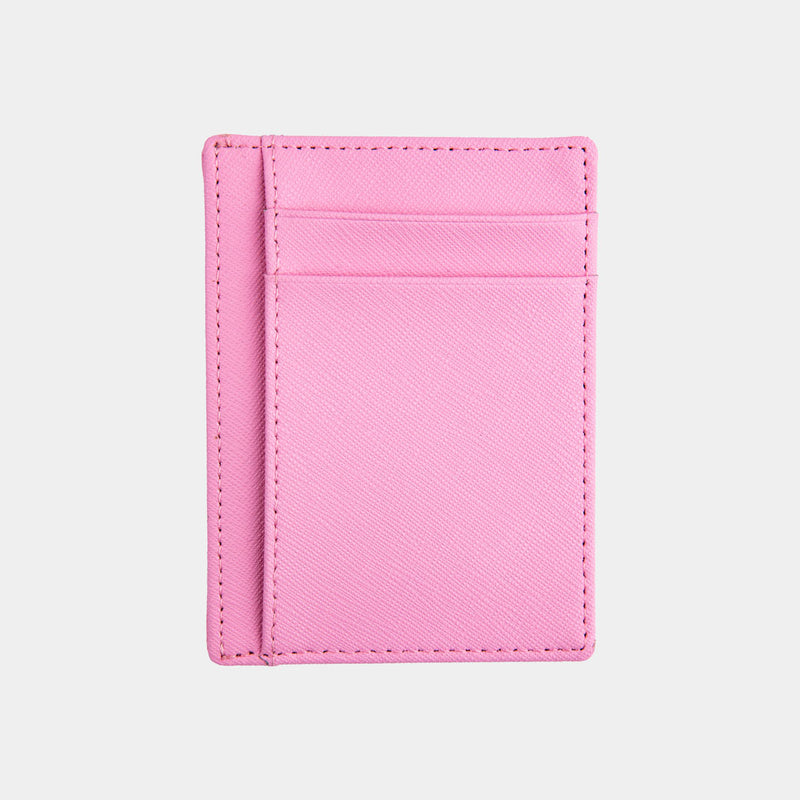 Pink Saffiano Leather Card Holder