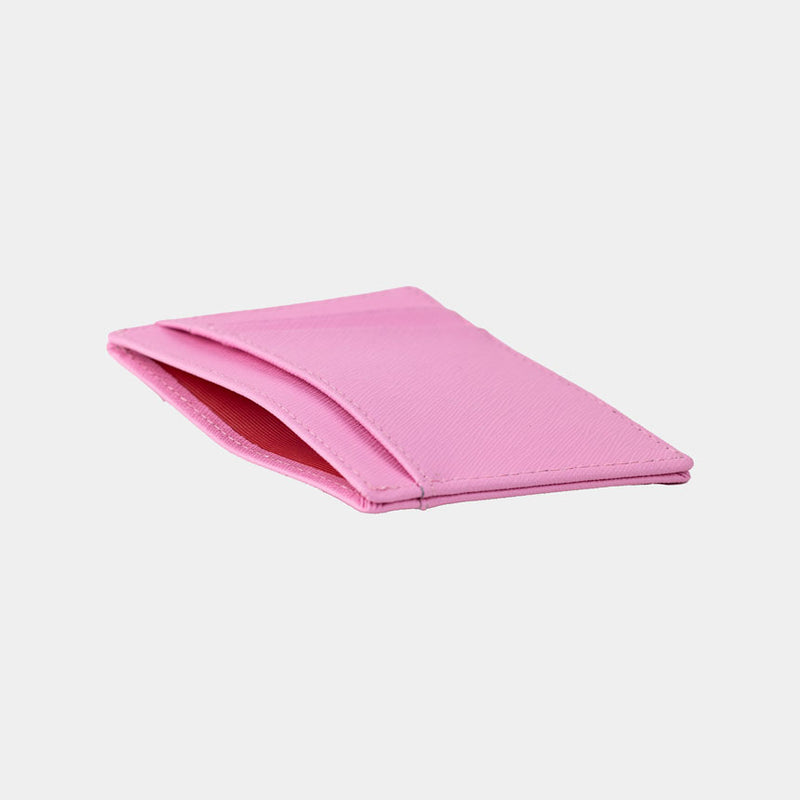 Pink Saffiano Leather Card Holder